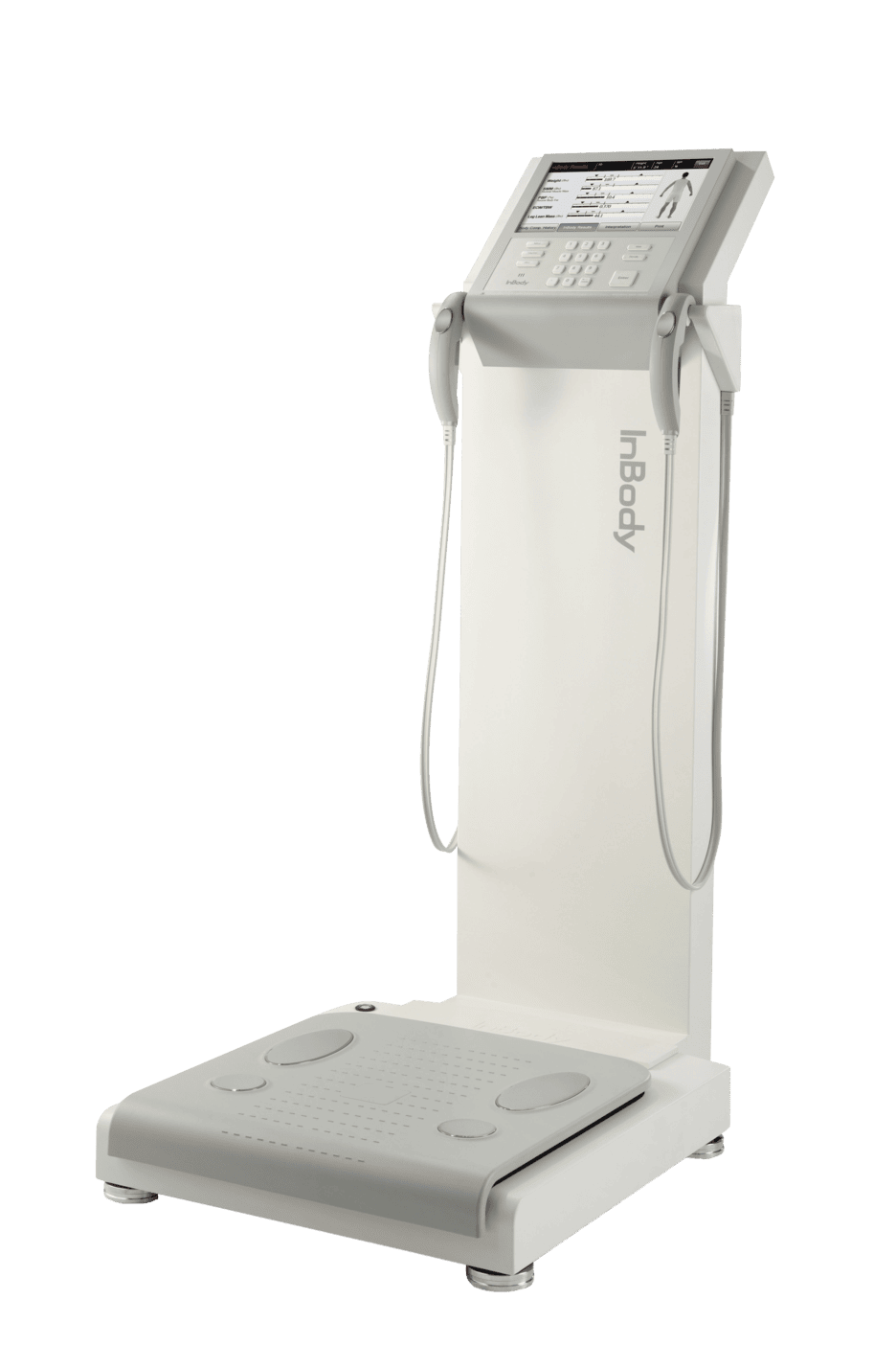 InBody body composition analyzer with touchscreen display and hand electrodes for clinical or home use
