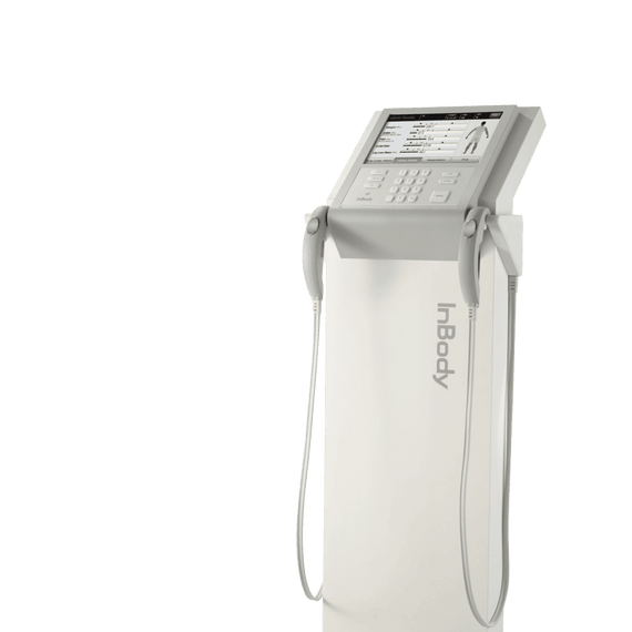 InBody body composition analyzer with touchscreen display and hand electrodes for clinical or home use