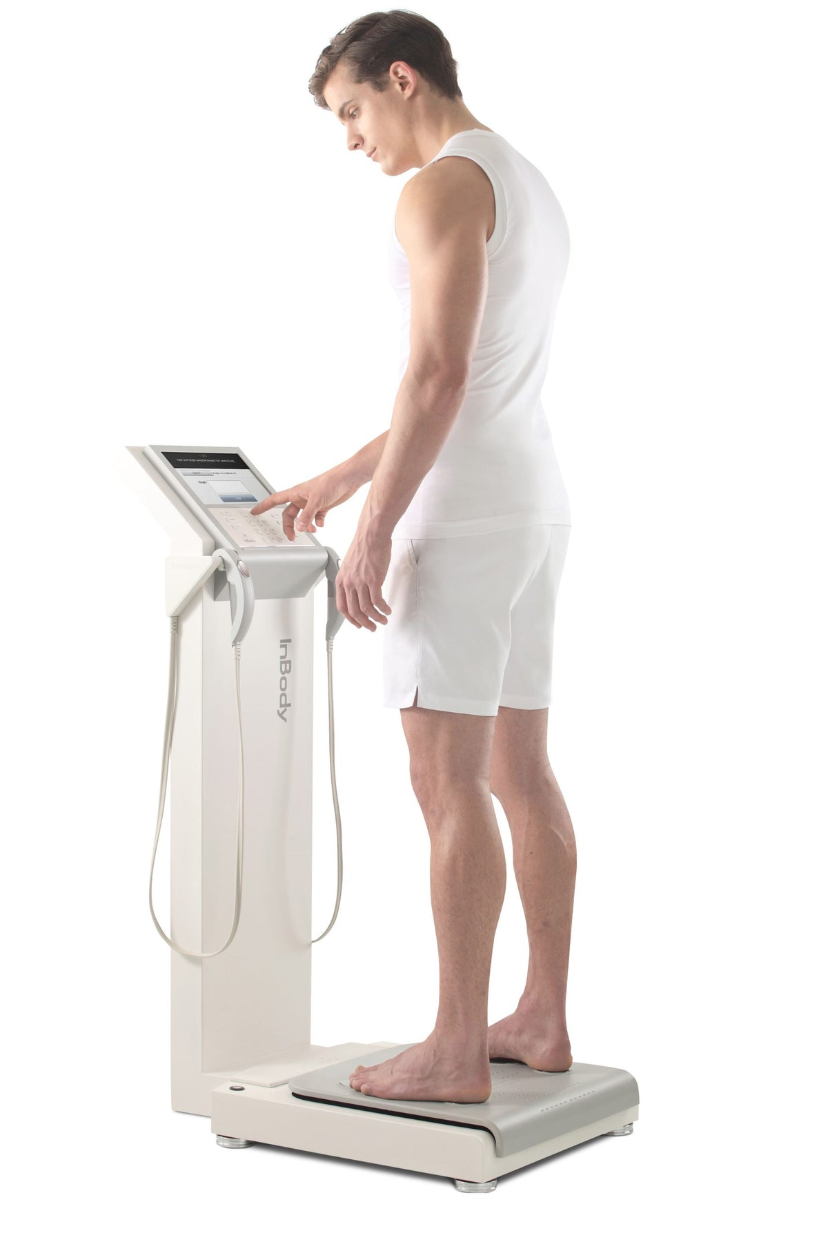Man using InBody body composition analyzer for fitness and health tracking