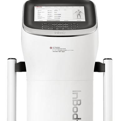 InBody body composition analyzer displaying muscle mass, body fat, and ECW results on screen for fitness and clinical use