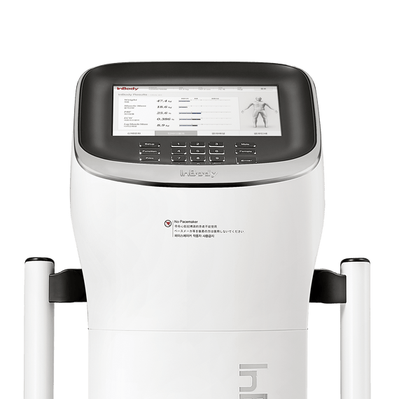 InBody body composition analyzer displaying muscle mass, body fat, and ECW results on screen for fitness and clinical use