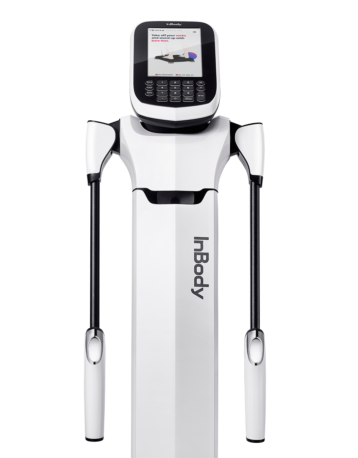 InBody body composition analyzer with touchscreen display and hand electrodes for clinical or home use