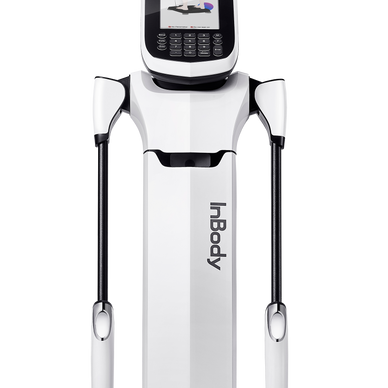 InBody body composition analyzer with touchscreen display and hand electrodes for clinical or home use