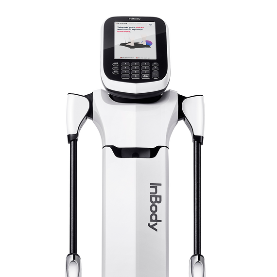 InBody body composition analyzer with touchscreen display and hand electrodes for clinical or home use