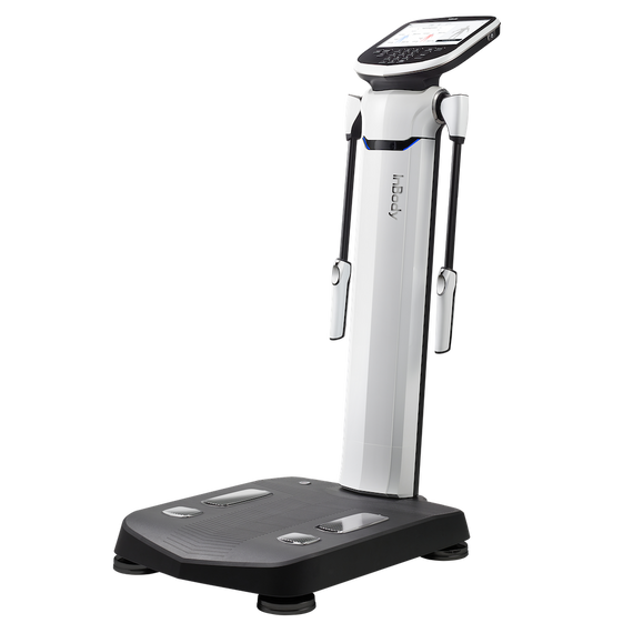 InBody body composition analyzer with touchscreen display and hand electrodes for clinical or home use